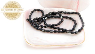 perles gouttes à facettes noires