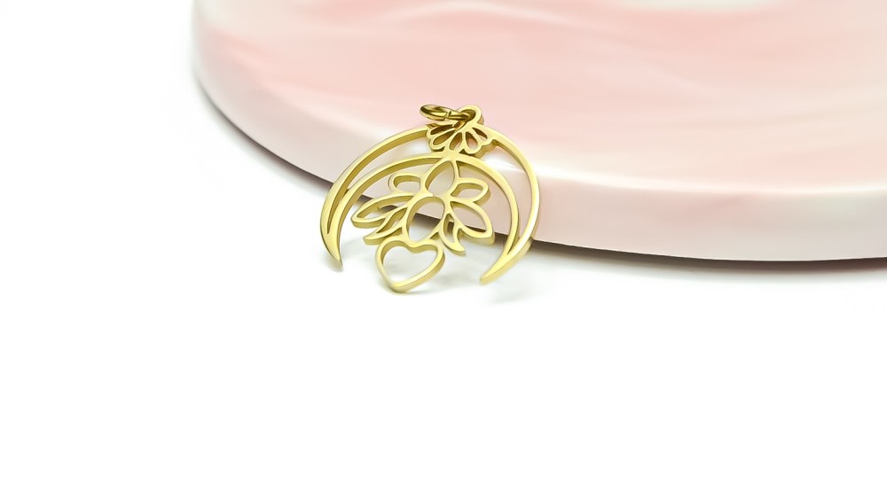 pendentif lune acier