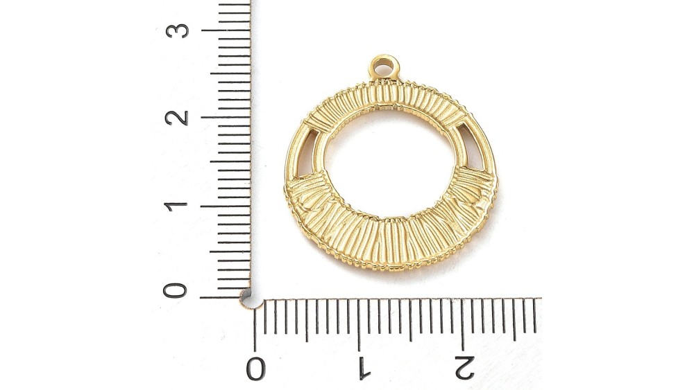 Pendentifs ronds imitation tissage en acier plaqué or Élégance moderne