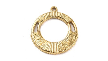 Pendentifs ronds imitation tissage en acier plaqué or Élégance moderne