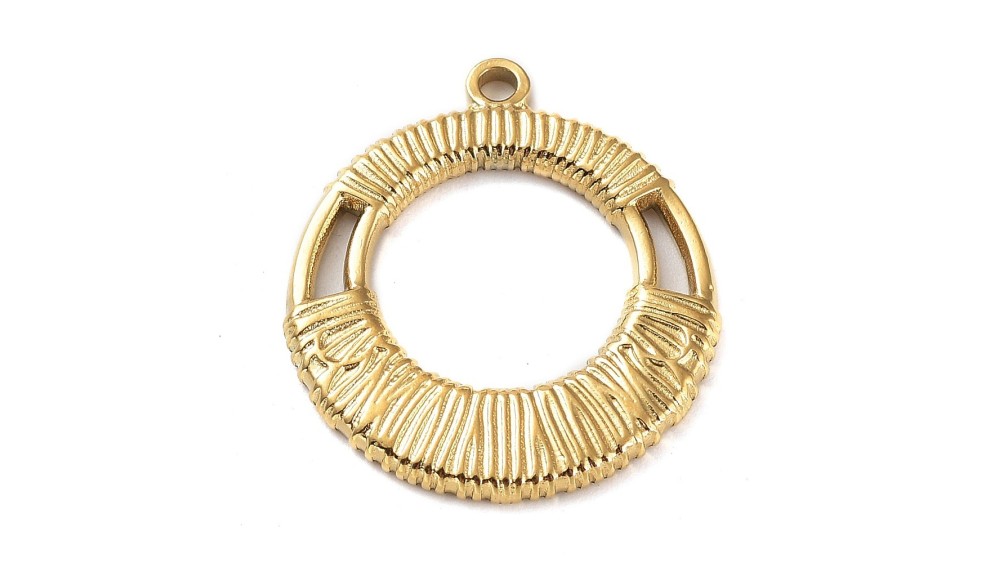 Pendentifs ronds imitation tissage en acier plaqué or Élégance moderne