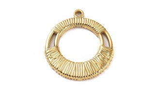 Pendentifs ronds imitation tissage en acier plaqué or Élégance moderne