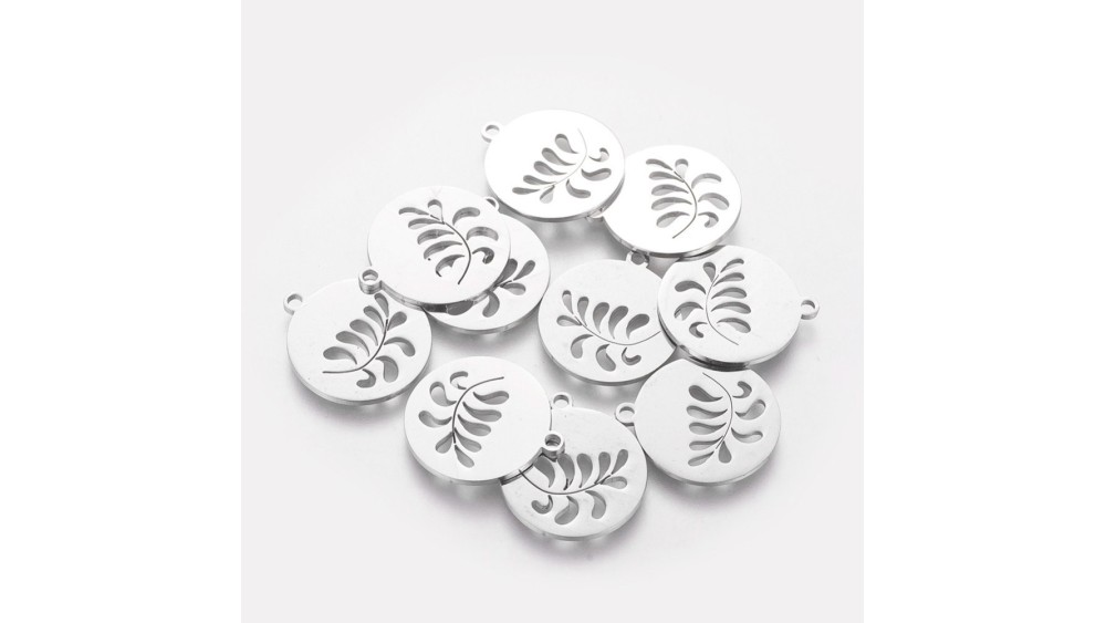 Médaille végétale 18mm acier inoxydable