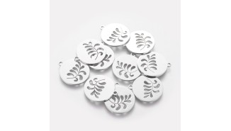 pendentif fleur acier