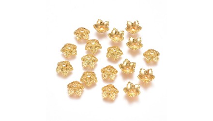 Coupelles feuilles 10mm en zamak doré pour intercaler des perles