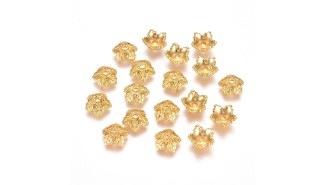 Coupelles feuilles 10mm en zamak doré pour intercaler des perles