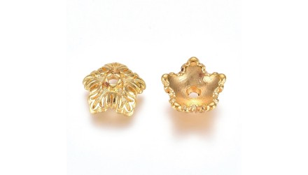 Coupelles feuilles 10mm en zamak doré pour intercaler des perles