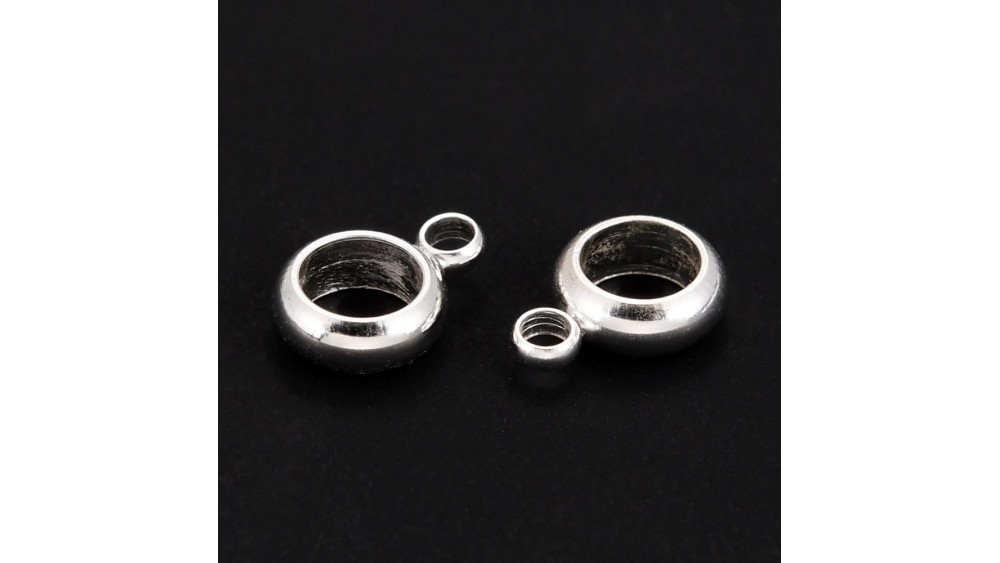 Bélières acier 304 argent à enfiler pour cordons et chaînes 4mm