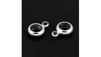 Bélières acier 304 argent à enfiler pour cordons et chaînes 4mm
