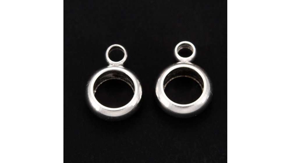 Bélières acier 304 argent à enfiler pour cordons et chaînes 4mm