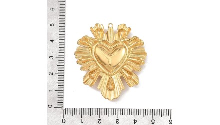 Grand pendentif cœur Ex Voto acier inoxydable 304 or 46mm