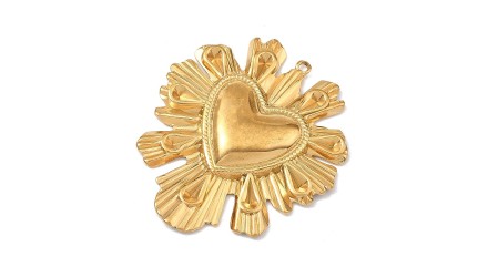 Grand pendentif cœur Ex Voto acier inoxydable 304 or 46mm