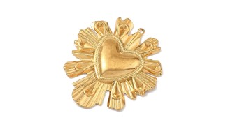 Grand pendentif cœur Ex Voto acier inoxydable 304 or 46mm