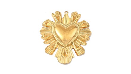 Grand pendentif cœur Ex Voto acier inoxydable 304 or 46mm