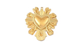 Grand pendentif cœur Ex Voto acier inoxydable 304 or 46mm