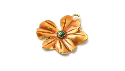 fleur orange emaillé