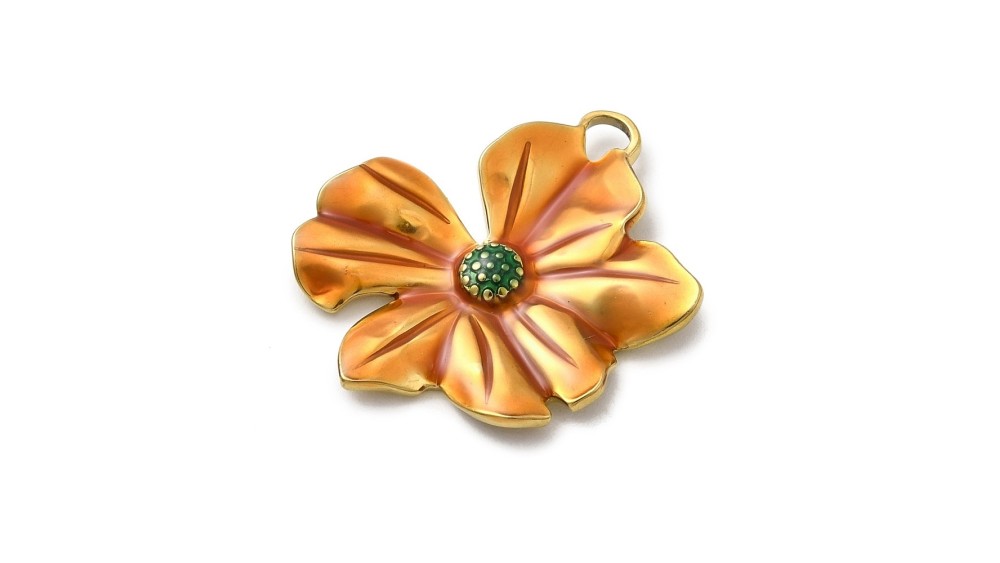 fleur orange emaillé