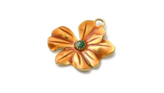 fleur orange emaillé