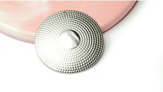 Grand pendentif rond martelé 35 mm acier inoxydable argent