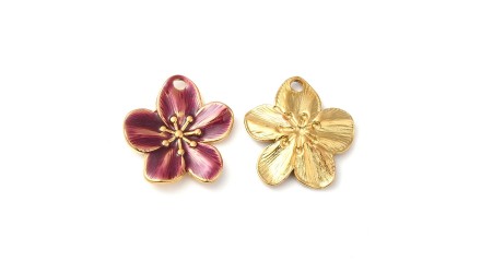 copy of Pendentif fleur émaillée orange 26mm acier 304