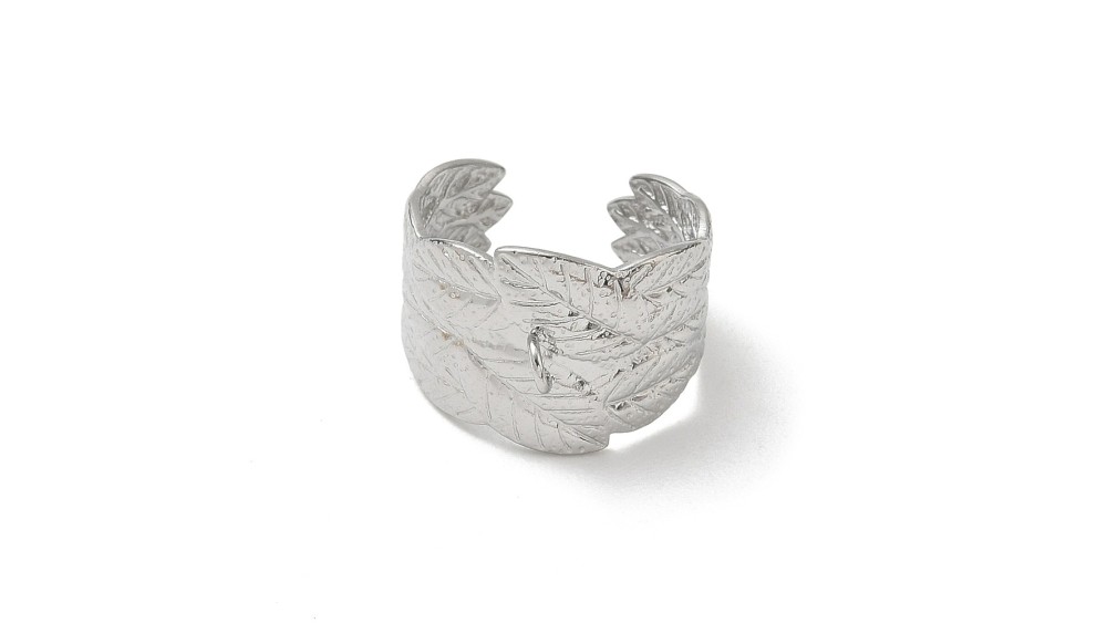 bague feuillage acier