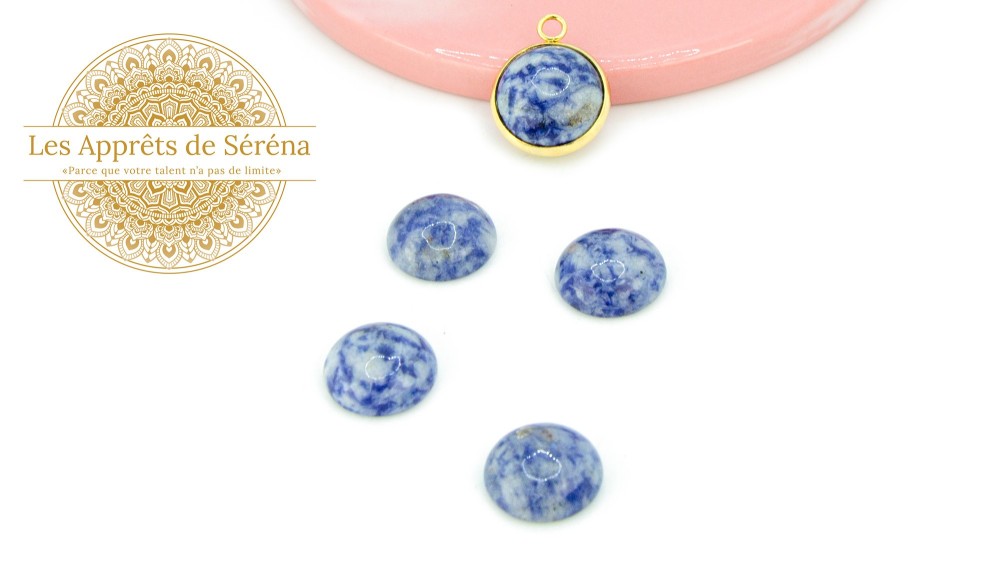 Cabochon 14mm jaspe bleue