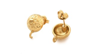 Paire de puces martelées acier inoxydable 304  plaqué or 14k