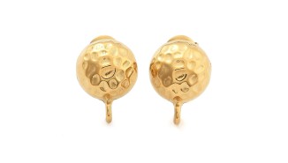 Paire de puces martelées acier inoxydable 304  plaqué or 14k