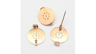 Support broche  à coller ou a broder laiton plaqué or 18 k
