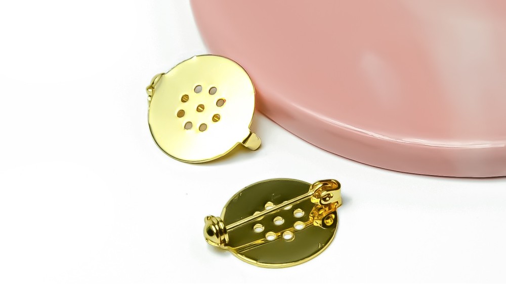 Support broche  à coller ou a broder laiton plaqué or 18 k