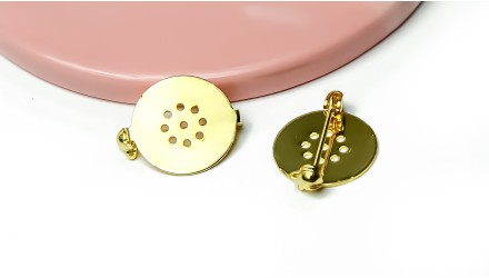 Support broche  à coller ou a broder laiton plaqué or 18 k