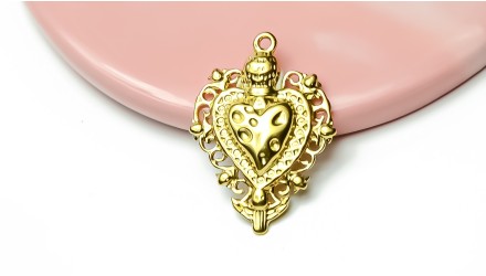 copy of Pendentif coeur flaboyant et anges en acier inoxydable