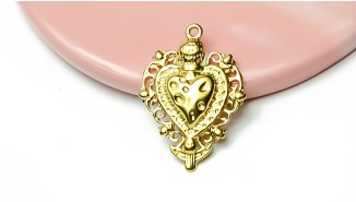copy of Pendentif coeur flaboyant et anges en acier inoxydable
