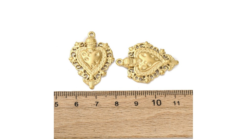 copy of Pendentif coeur flaboyant et anges en acier inoxydable