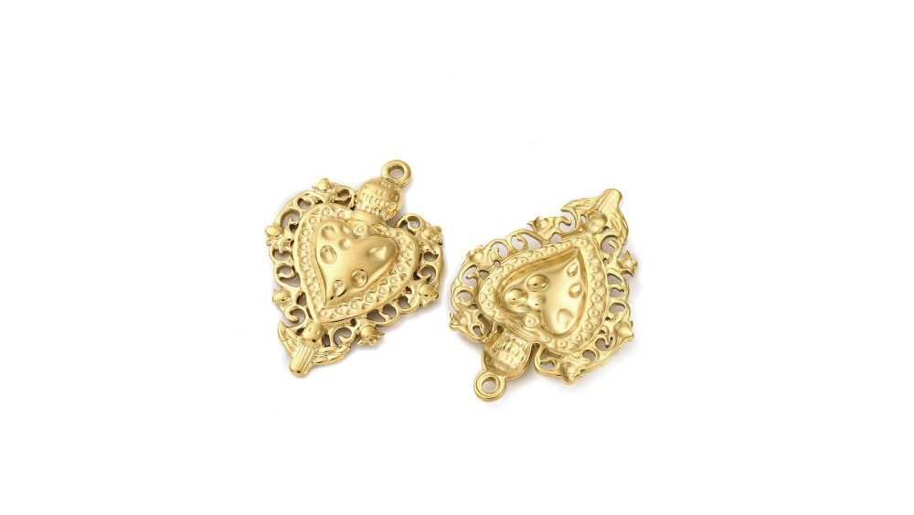 copy of Pendentif coeur flaboyant et anges en acier inoxydable