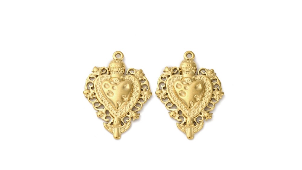copy of Pendentif coeur flaboyant et anges en acier inoxydable