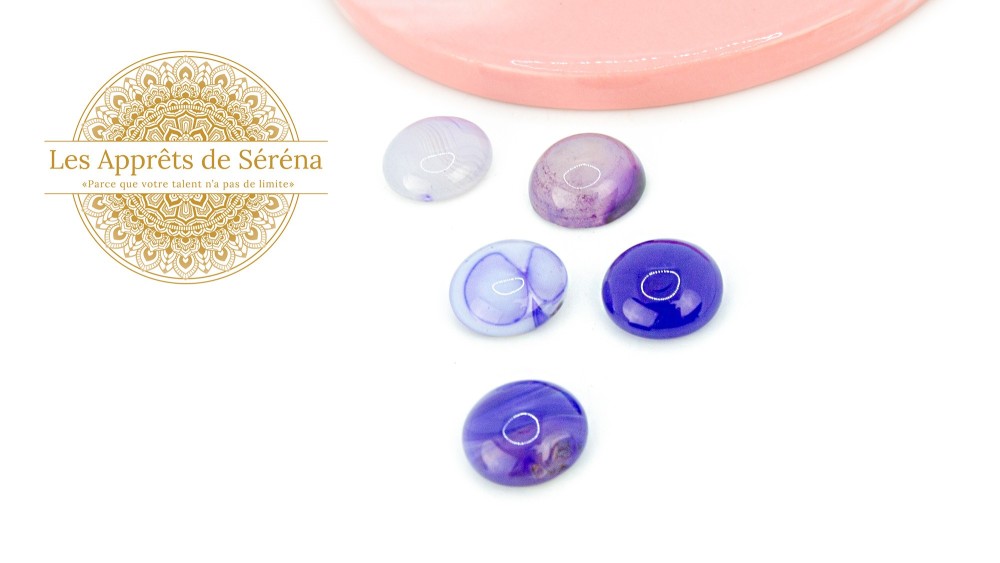 cabochon agate violette 14mm
