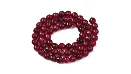 30 Perles rondes 6mm en jade naturelle teintée bordeaux pour création