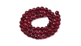 30 Perles rondes 6mm en jade naturelle teintée bordeaux pour création