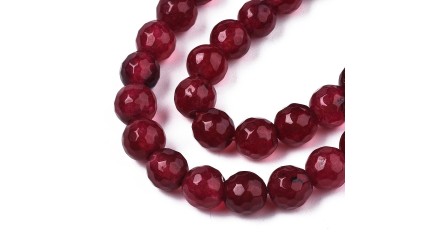 30 Perles rondes 6mm en jade naturelle teintée bordeaux pour création
