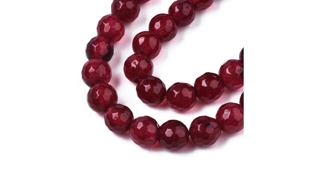 30 Perles rondes 6mm en jade naturelle teintée bordeaux pour création