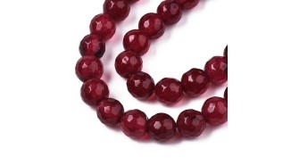 30 Perles rondes 6mm en jade naturelle teintée bordeaux pour création