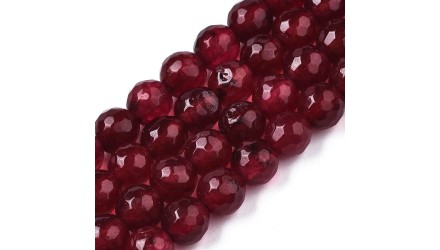 30 Perles rondes 6mm en jade naturelle teintée bordeaux pour création