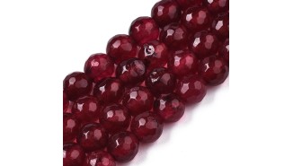 30 Perles rondes 6mm en jade naturelle teintée bordeaux pour création