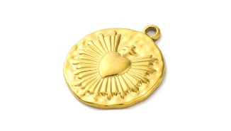 Pendentif cœur ex-voto 20 mm – Acier inoxydable 304 plaqué or 18K IP