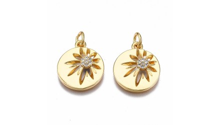 Pendentif fleur strass – Laiton plaqué or 18K