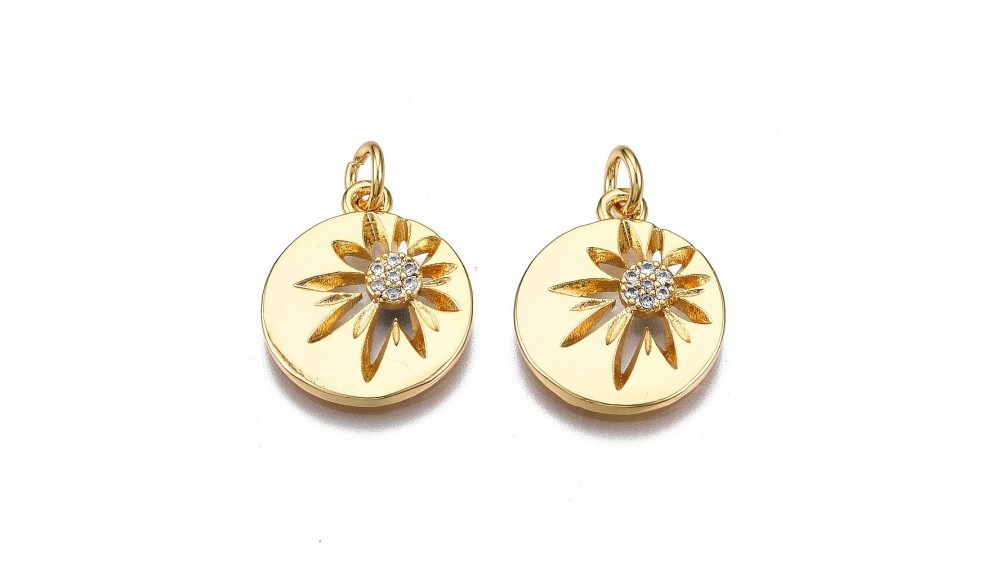 Pendentif fleur strass – Laiton plaqué or 18K