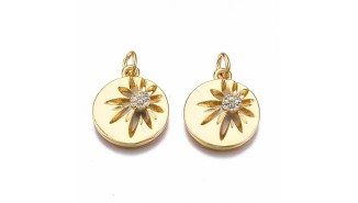 Pendentif fleur strass – Laiton plaqué or 18K