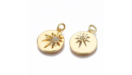 Pendentif fleur strass – Laiton plaqué or 18K
