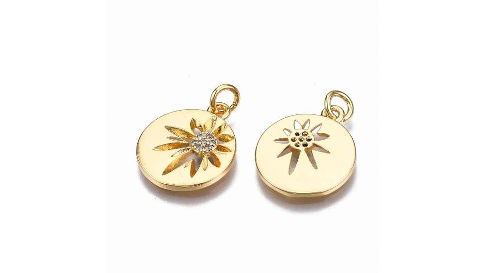 Pendentif fleur strass – Laiton plaqué or 18K